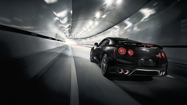 2023 Nissan GT-R seen from behind driving through a tunnel | Destination Nissan in Albany NY