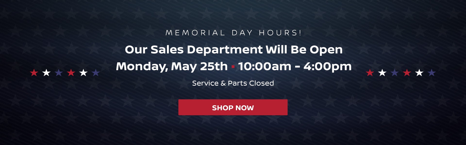 Memorial Day Hours